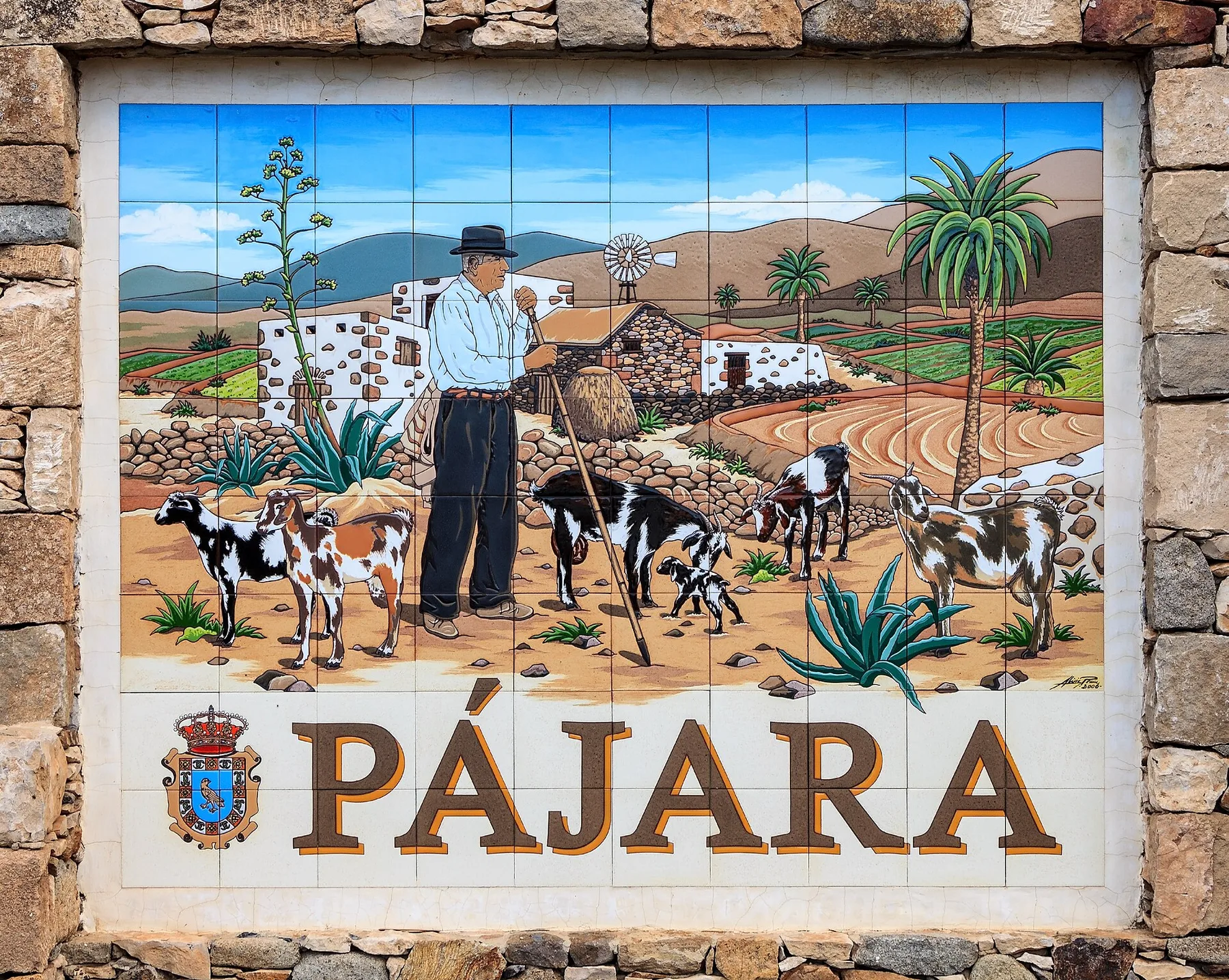 Señal de localidad de Pájara en Fuerteventura